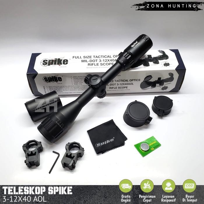 Buruan,. Teleskop Spike 3-12X40 Aol Telescope Spike 3-12X40 Aol Plus Sunhide