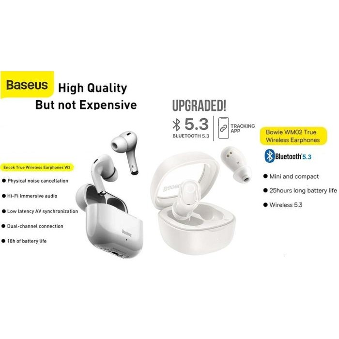 Baseus TWS W3 True Wireless Bluetooth Earphone Earbuds