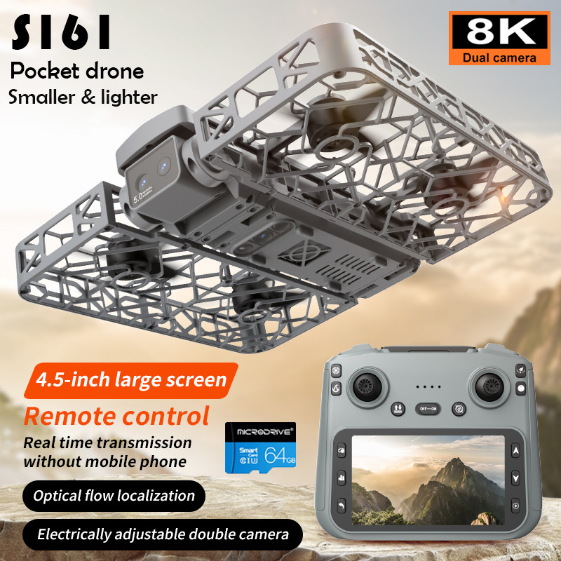 IMPORT Original Mini Drone Flying Camera S161 RC Dron 8K HD Aerial Photography Pocket UAV with