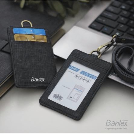 

Bantex Leather Name Tag ID Card Holder 8869 Kulit Sintetis Lanyard