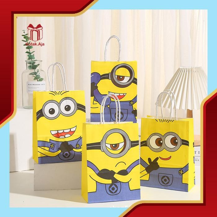 Paper Bag Kraft / Paper Bag Minion / Paper bag Ultah / Paper Bag Kartun / Tas Kado Ultah / Goodiebag