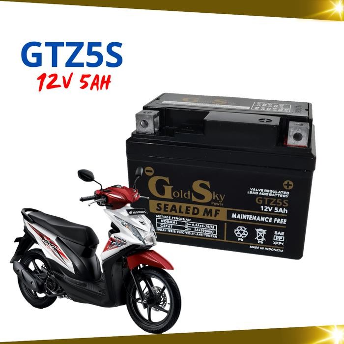 Aki Kering Motor Beat Scoopy Spacy Genio Gtz5S Ytz4V Gtz4V Gs Gold Sky Mf