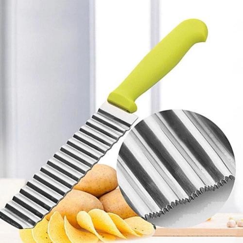 pisau gelombang kentang timun acar TEBAL warna HIJAU / pisau gerigi / pisau buah / pisau hias tebal 