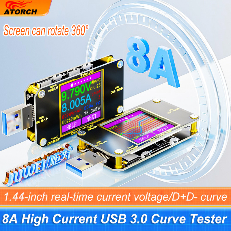 BEST SELLER A3 8A USB Tester Type-C Current Voltage Monitor Fast Charging PD Battery Power Bank Capa