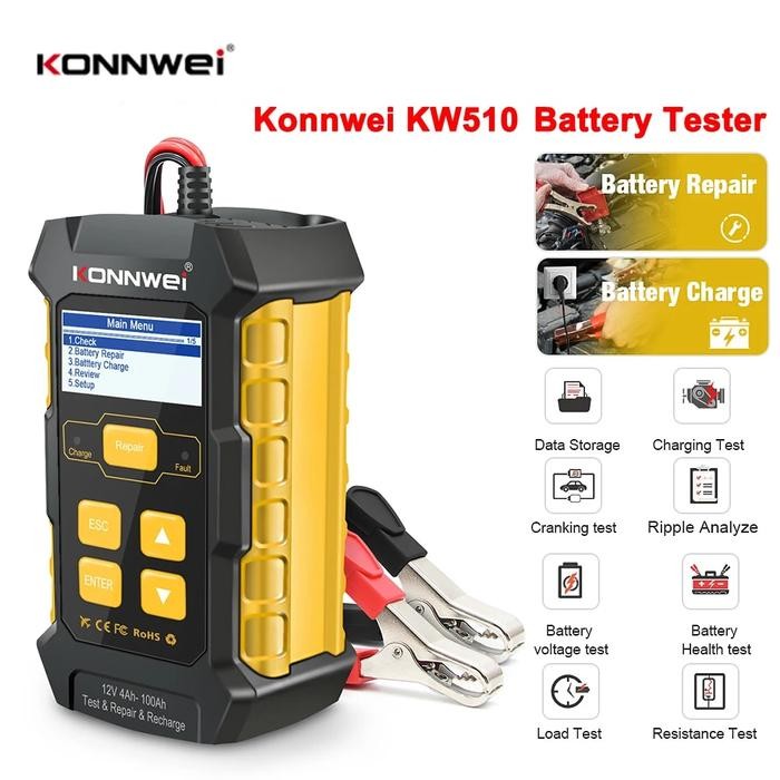 KONNWEI Car Charger 12V KW510 Battery Tester 5A Gel Battery Charger
