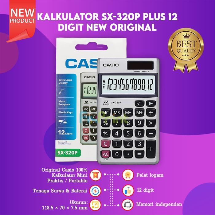

Casio SX-320P Kalkulator Saku Portable 12 Digit Calculator Pocket ORI