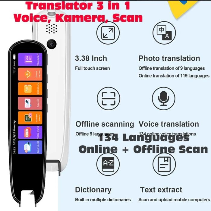

Penerjemah Bahasa Translator 134 Suara + Scan Kamera + Wifi / Offline