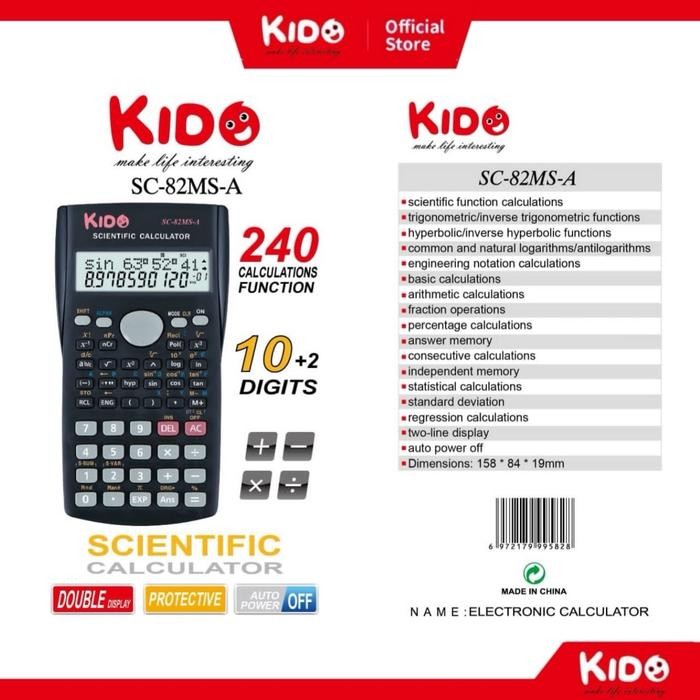 

Kalkulator Scientific Calculator Sin Cos Tan Function Aesthetic Estetik SC-82MS-A 10Digits