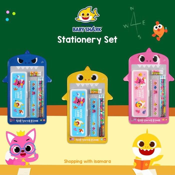 

Pinkfong Baby Shark Stationery Set (Cil Case, Ruler, Cils, Cil Topper) / Alat Tulis