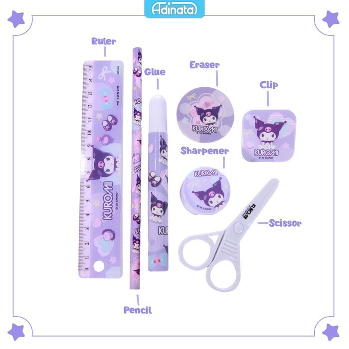 

Kuromi Stationery Set 7 Pcs 2532-2703 / Paket Alat Tulis / Alat Tulis Karakter - Adinata