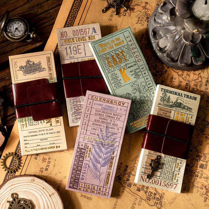

50 sheets Retro Ticket Collector Series Memo Pad Message Notes Decorative Notepad Note Material