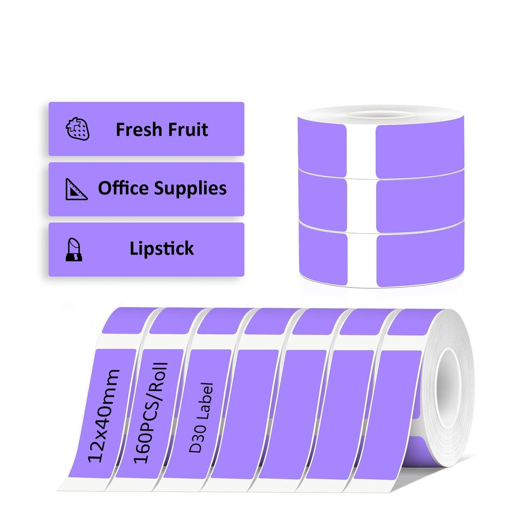 

D30 Label Sticker Purple Self-Adhesive Thermal Paper Waterproof Compatible With D31/P21 Label Maker
