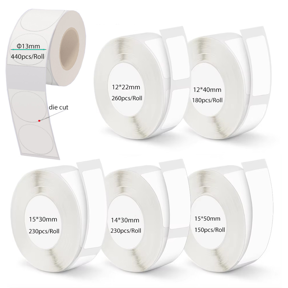 

12*40mm 15*30mm 15*50mm White Gap Label Paper for P12 P15 Phomemo D30 Q30 Thermal Printer Waterproof