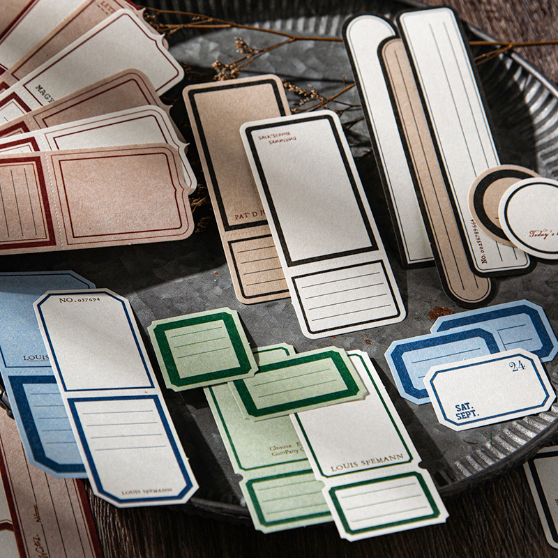 

TIANZI 40 pcs Foundation Retro Frame Label paper DIY Decorative Scrapbook Collage Material Paper