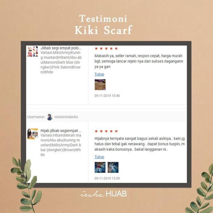 (Allthebest) Jilbab segiempat, hijab segiempat kuning mustard,katun,hijab daily