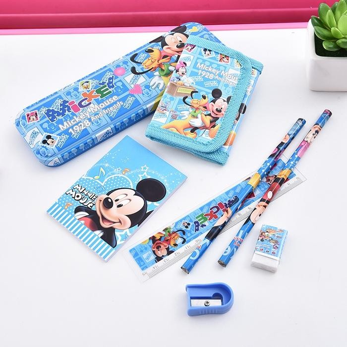 

ASLI Alat tulis set 8 in 1 box anak-anak sekolah kartun pengaris kotak pencil stationary set 8in1