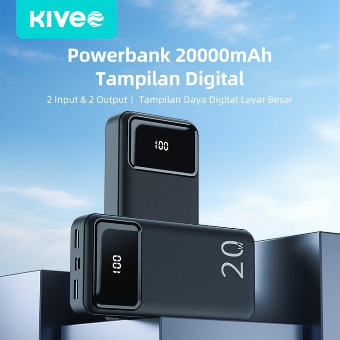 Kivee Powerbank 20000 Mah Power Bank Fast Charging Mini Lcd