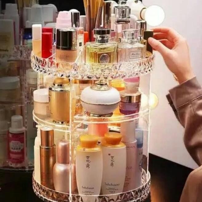 Rak kosmetik putar 360derajat / Rak Make up acrylic putar 360 derajat