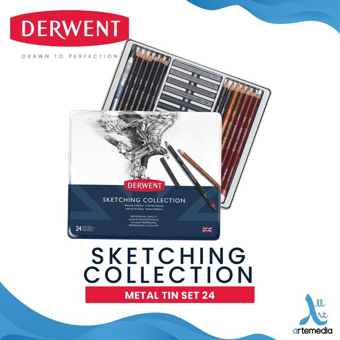 

Pensil Gambar Derwent Sketching Collection Pencil 24 Metal Tin Drawing
