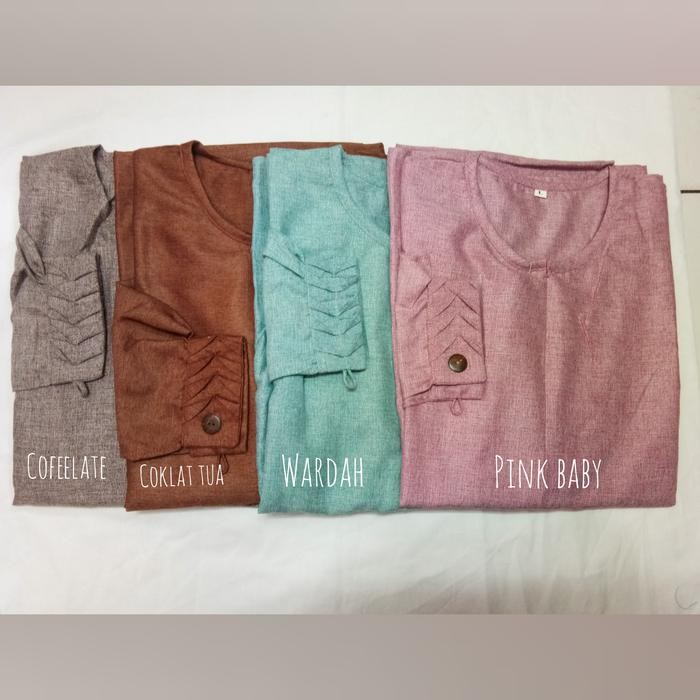 (Allthebest) gamis terbaru katun madina (ayumi) model saku kancing kiri kanan