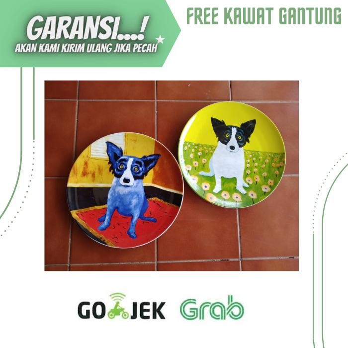 PIRING KERAMIK HIASAN DEKORASI DINDING WALLDECOR SET MOTIF DOGGY LUCU