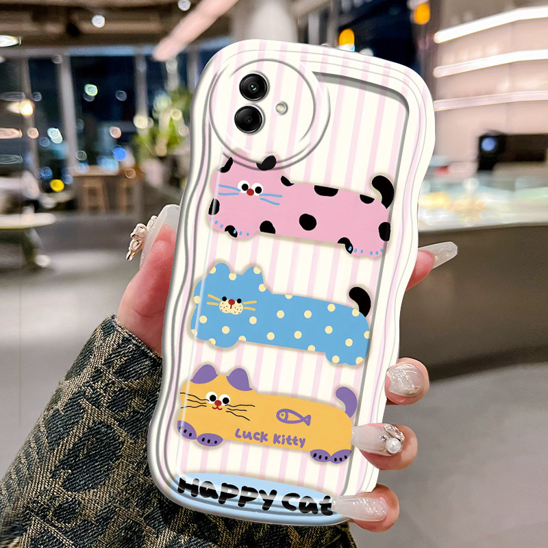 Casing Hp Untuk Samsung Galaxy A04 A04E A04s F04 M04 Case Casing Kucing panjang HP Kesing gelombang 