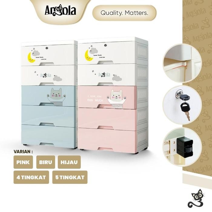 TP Angola Lemari Tingkat Plastik/Lemari Pakaian Anak/Lemari 5 Tingkat C53 Laci Susun Storage Cabinet