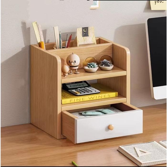 Furnibest Meja Rak Rak Buku Multifungsi Rak Organizer Meja