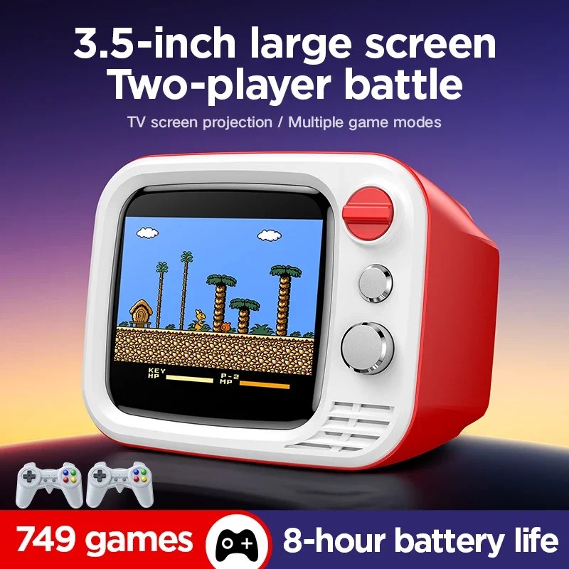 H7 Retro VideoTV Handheld Game Console 3.5-Inch HD Built in 749 Retro Games Video Dual Gamepad