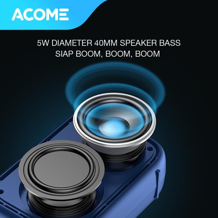 Acome Speaker Bluetooth 5.0 Portable Ultra Bass Tws Garansi Resmi 1 Tahun A1 Sense Speaker Only (A1)