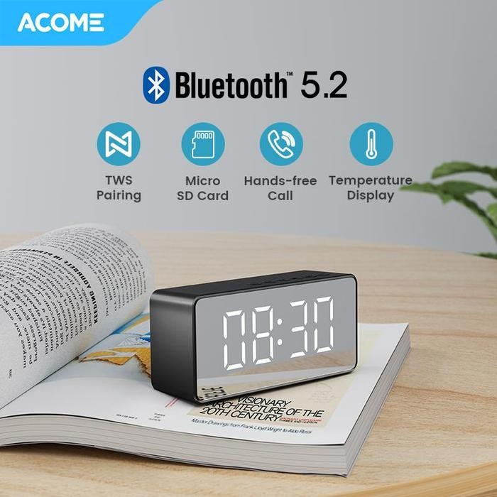 Acome Speaker Bluetooth 5.2 Jam Alarm Led Display Shocking Bass Garansi Resmi 1 Tahun A17