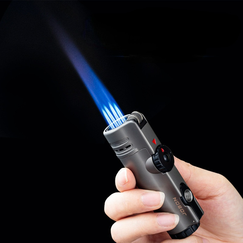 JOBON Pematik Api Gas Four Head Blue Flame Lighter Windproof Korek Api Gas dengan 4 Titik Api Jet Bi