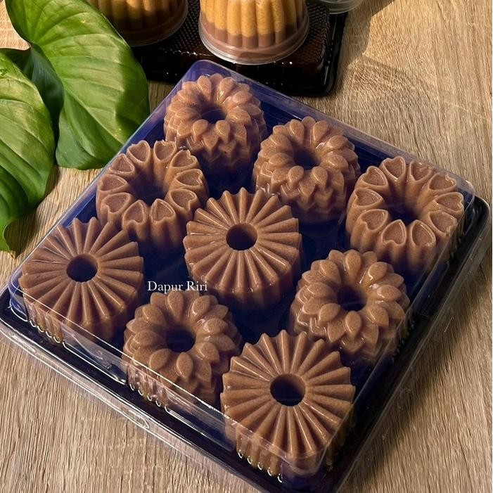 (Allthebest) Mika Tray + Tutup Sekat 9 / Mika Kemasan Puding Mini / Box Pudding Sekat