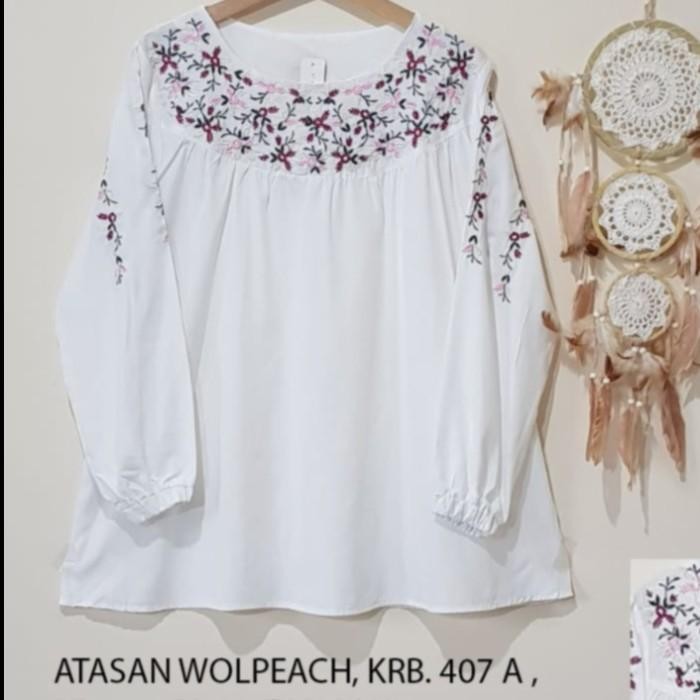 (Allthebest) ATASAN PUTIH BORDIR BIG SIZE JUMBO XXL XXXL BORDIRAN ATASAN WANITA