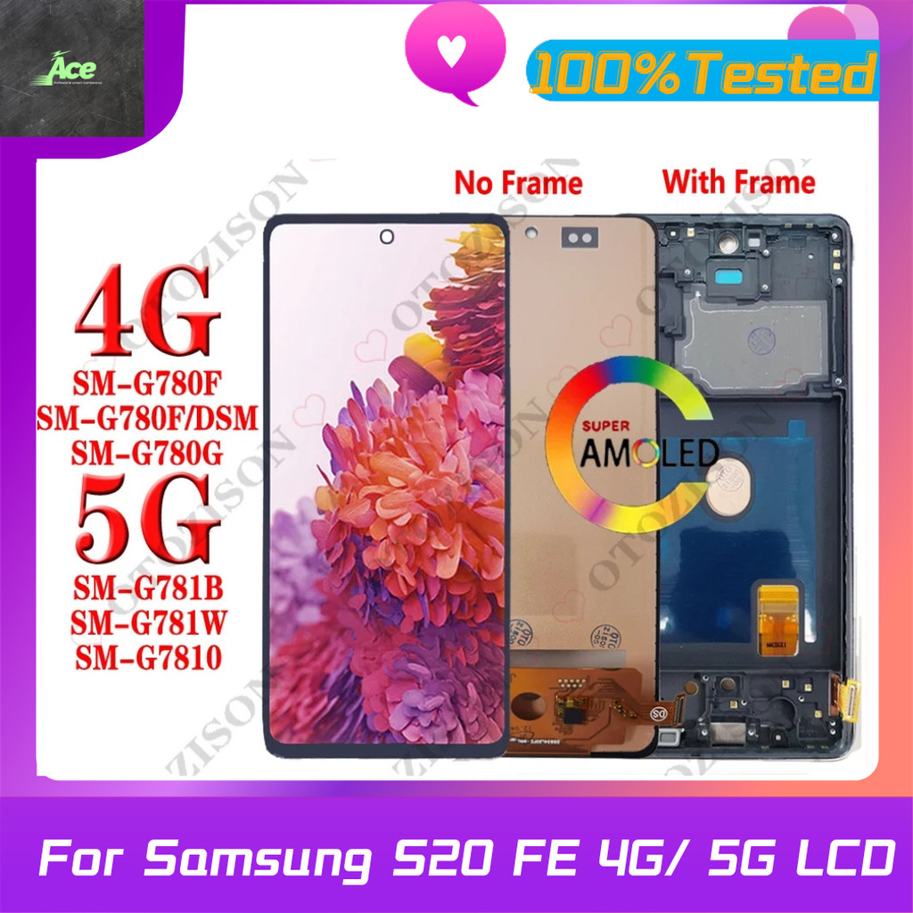 AMOLED For Samsung S20 FE S20 Fan Edition LCD Display Touch Digitizer Assembly For S20 FE 5G S20 Lit