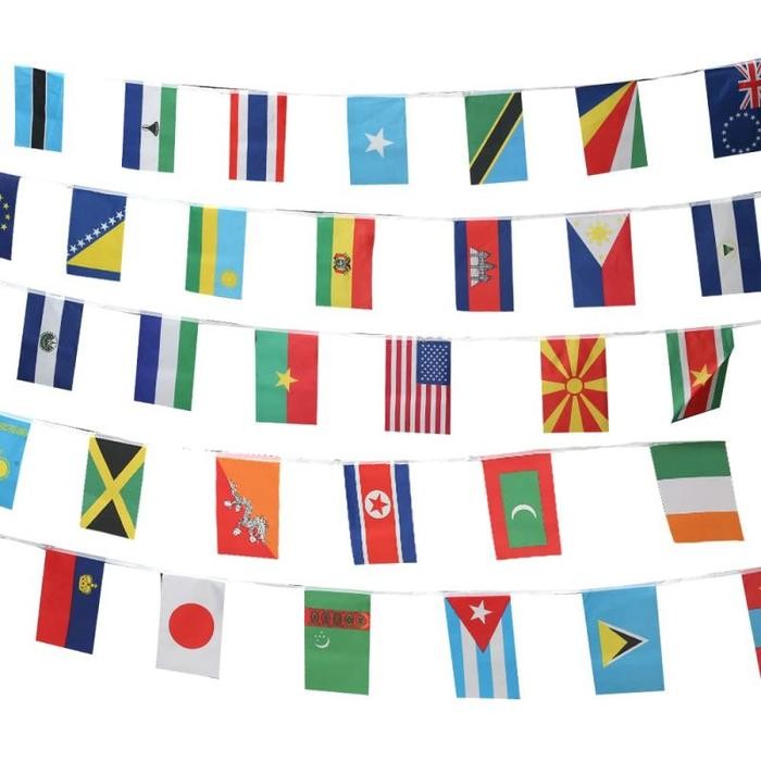 100Pcs Bendera Dunia Negara / Bendera Negara Dunia / Spanduk Bendera Renceng Negara Untuk Lebar Cafe