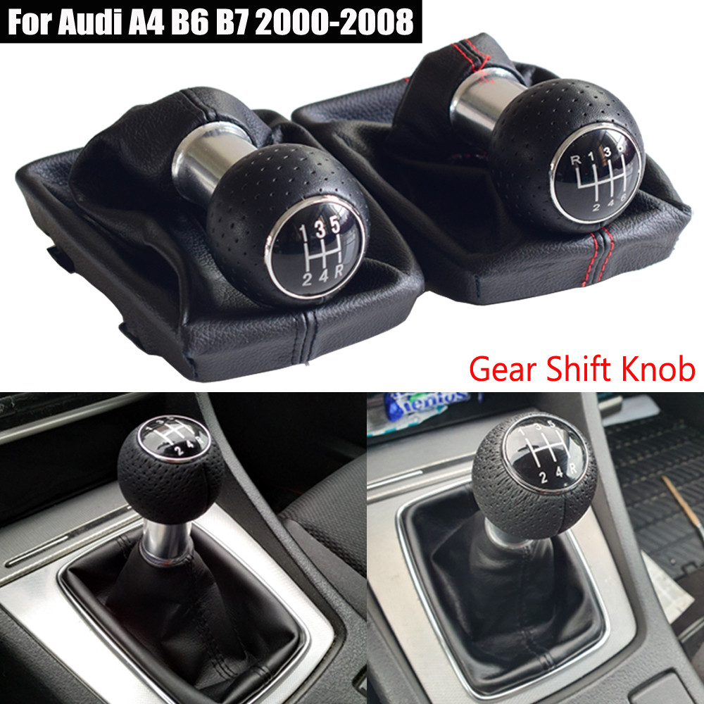 IMPORT 12MM FOR AUDI A4 B6 B7 2000-2008 5/6 SPEED GEAR SHIFT KNOB STICK LEVER HANDBALL LEATHER