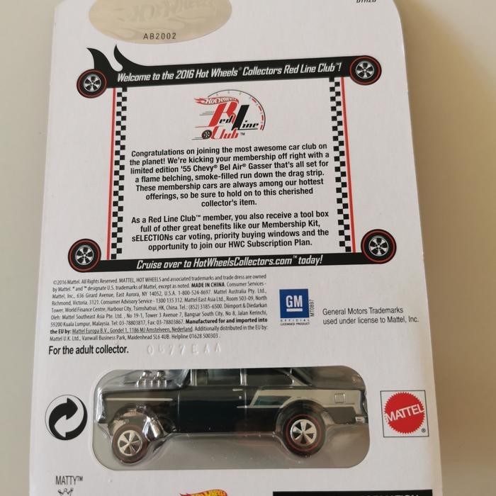 Hot Wheels RLC redline 55 chevy Bel Air Gasser hitam hotwheels