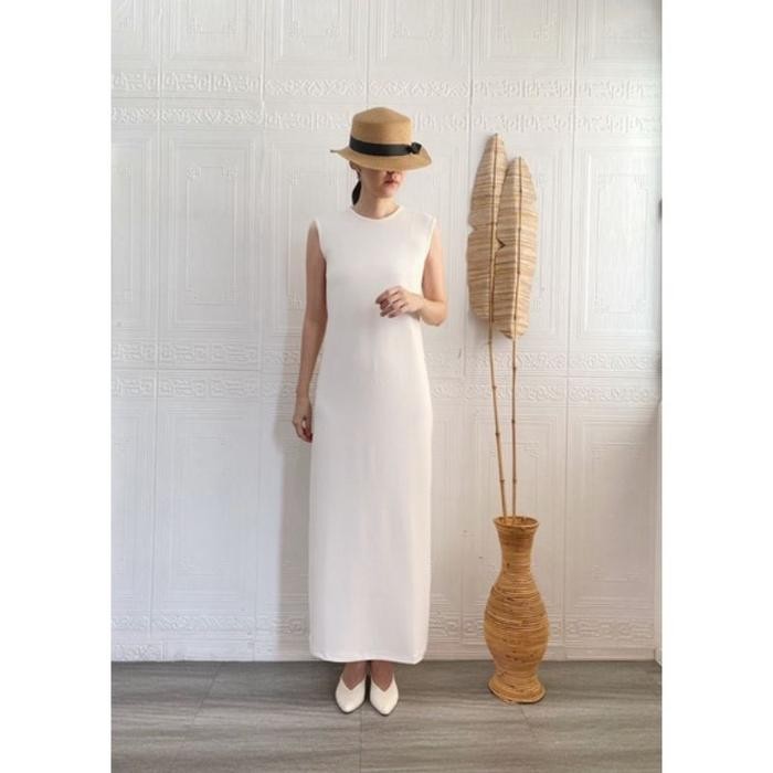 (Allthebest) Inner Dress Polos Tanpa Lengan Bahan Scuba Premium Gamis Manset Tanpa Lengan Jumbo