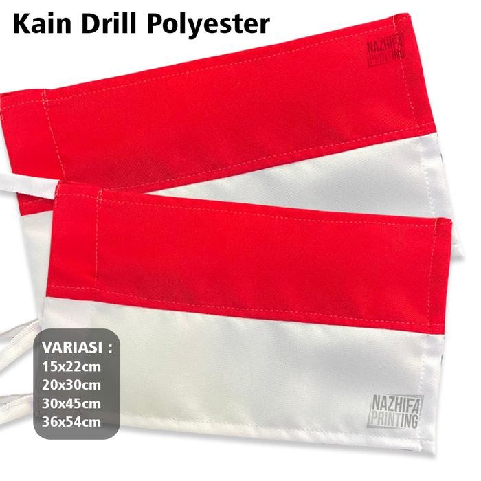 Bendera Merah Putih Indonesia Bahan Drill - Ukuran 15x22, 20x30, 30x45, 36x54 cm