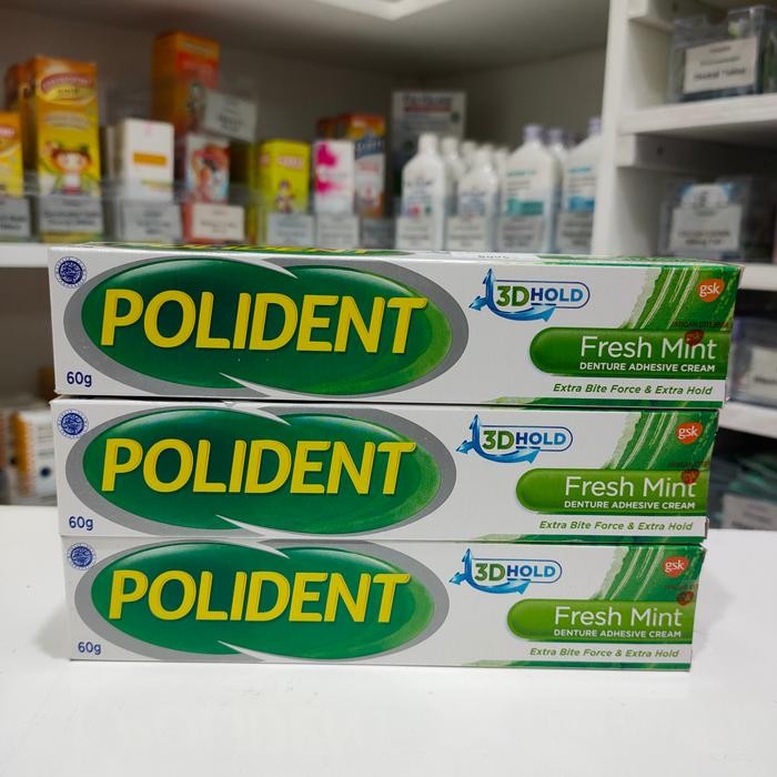 Polident Lem Pelekat Gigi Palsu Isi 60gr Fresh Mint Original GSK
