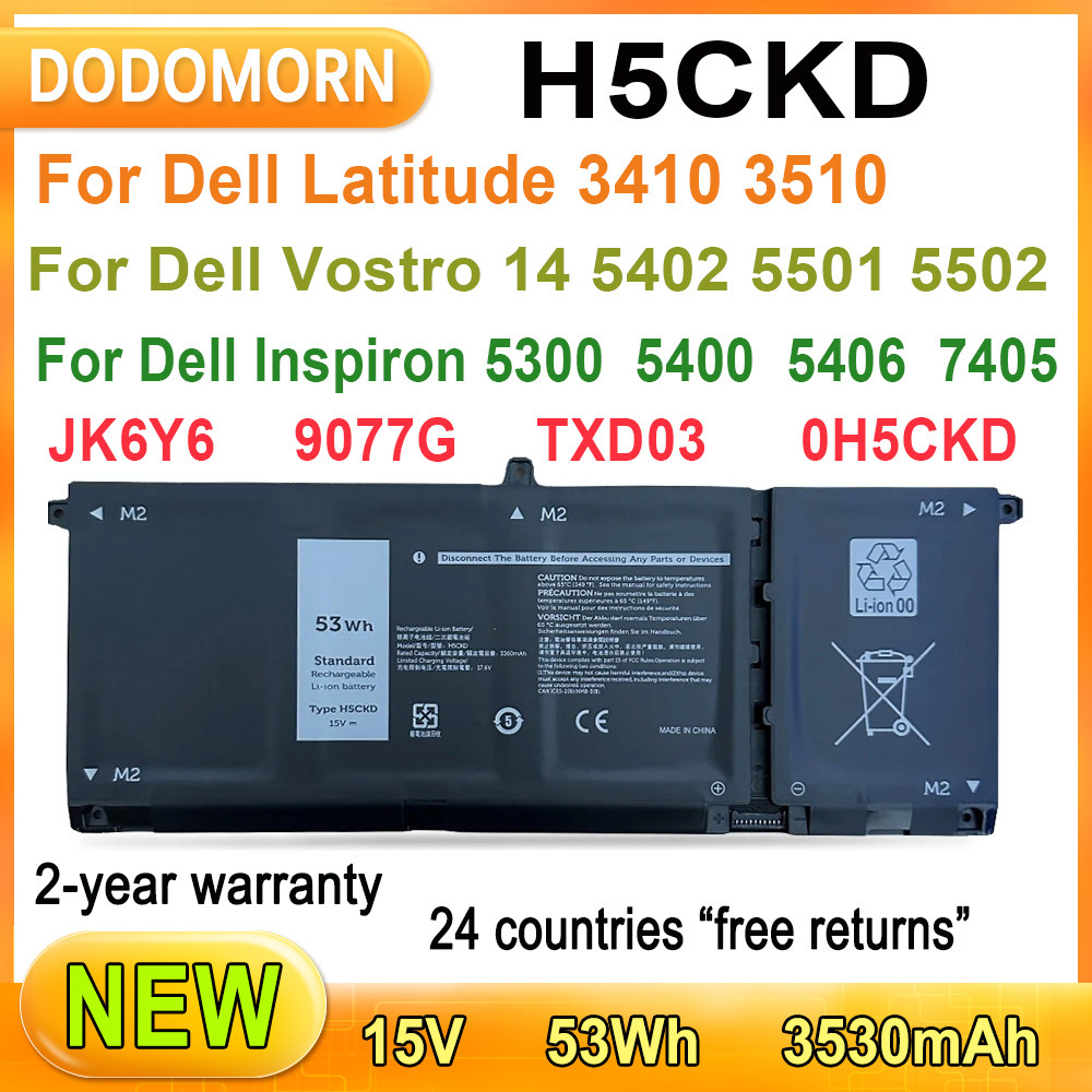 New 53Wh Laptop Battery For Dell Latitude 3410 3510 For Dell Vostro 14 5402 5501 5502 For Dell