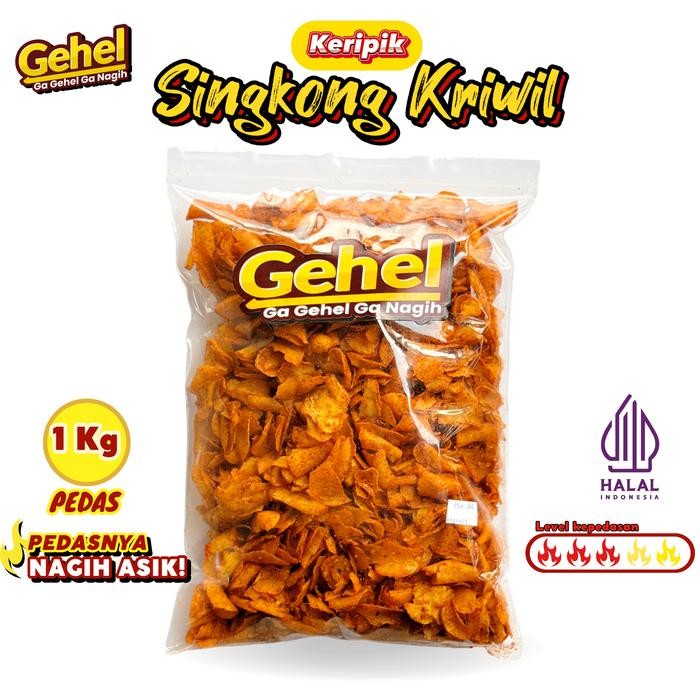 

Gehel Keripik Singkong Kriwil 1 Kg Rasa Pedas - Makanan Ringan Cemilan nikmat Food Snack Kripik Asin