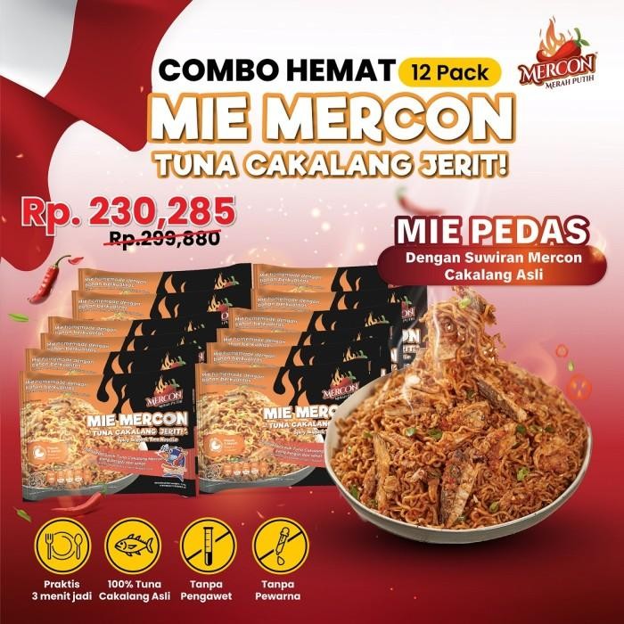 

Mercon Merah Putih - Combo Hemat 12 Pack Mie Mercon Tuna Cakalang Jerit Mie Goreng Pedas Instan