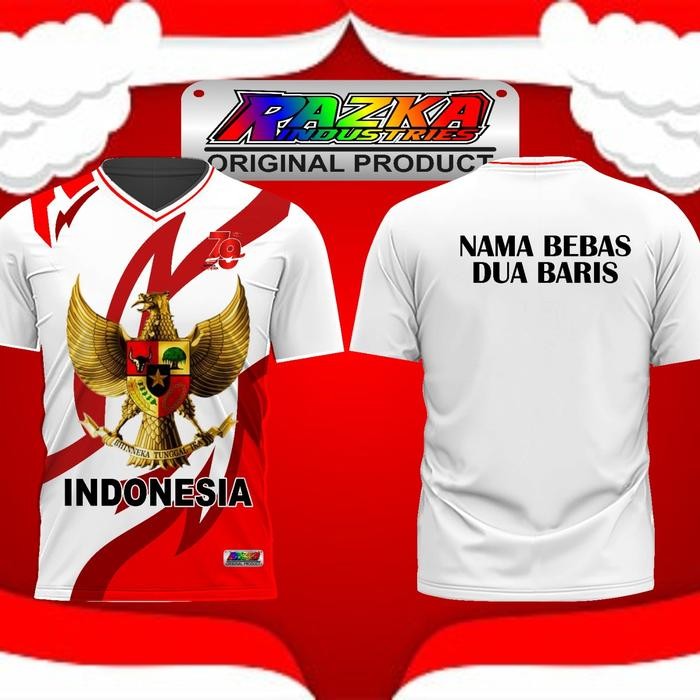 (Allthebest) KAOS JERSEY Merah putih INDONESIA BUAT 17 AGUSTUSAN FRINTING Sport