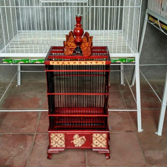 Kandang burung ukir Semar kayu jati burung kenari ,cerucuk dll