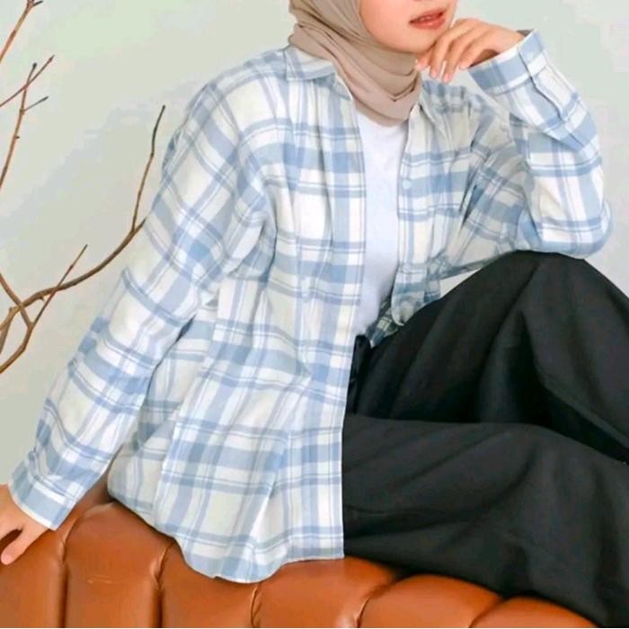 NEW Kemeja Flanel Import Distro Pria Wanita Kemeja Kotak Kain Lembut [terbaik][terlaris]