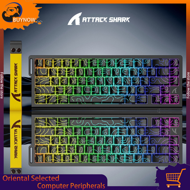Attack Shark X68 HE Gaming Keyboard Topographic Magnetic Switch 0.01mm RT Accuracy 128K Scan Rate Cu