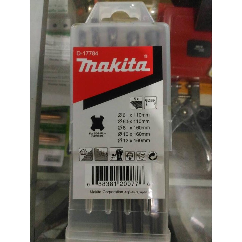 mata bor tembok beton SDS Original set isi 5 6mm - 12mm Makita Bosch