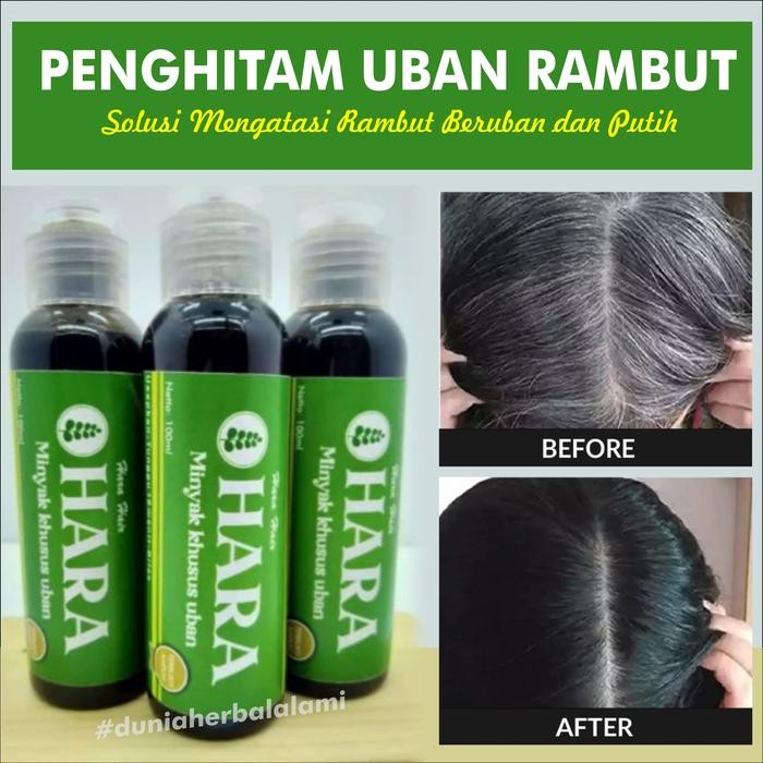 HARA Minyak Uban Ajaib Penghitam Rambut Uban 100 % Herbal alami